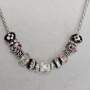 Glass Charm Bead Silver Add-a-Bead Necklace with Toggle Clasp